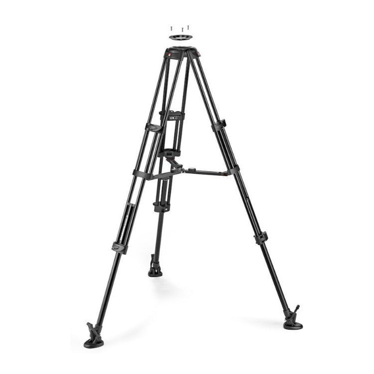 Manfrotto 504X Fluid Video Head with MVTTWINMA Aluminum Twin Leg Tripod with Middle Spreader