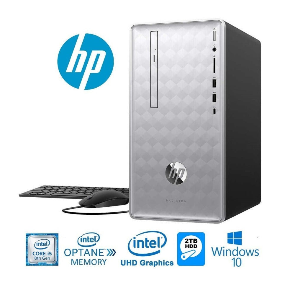 HP Pavilion 590-P0027 Desktop PC, Intel Core i5-8400, 8GB RAM + 16GB Intel Optane, 2TB HDD (Certified Refurbished)