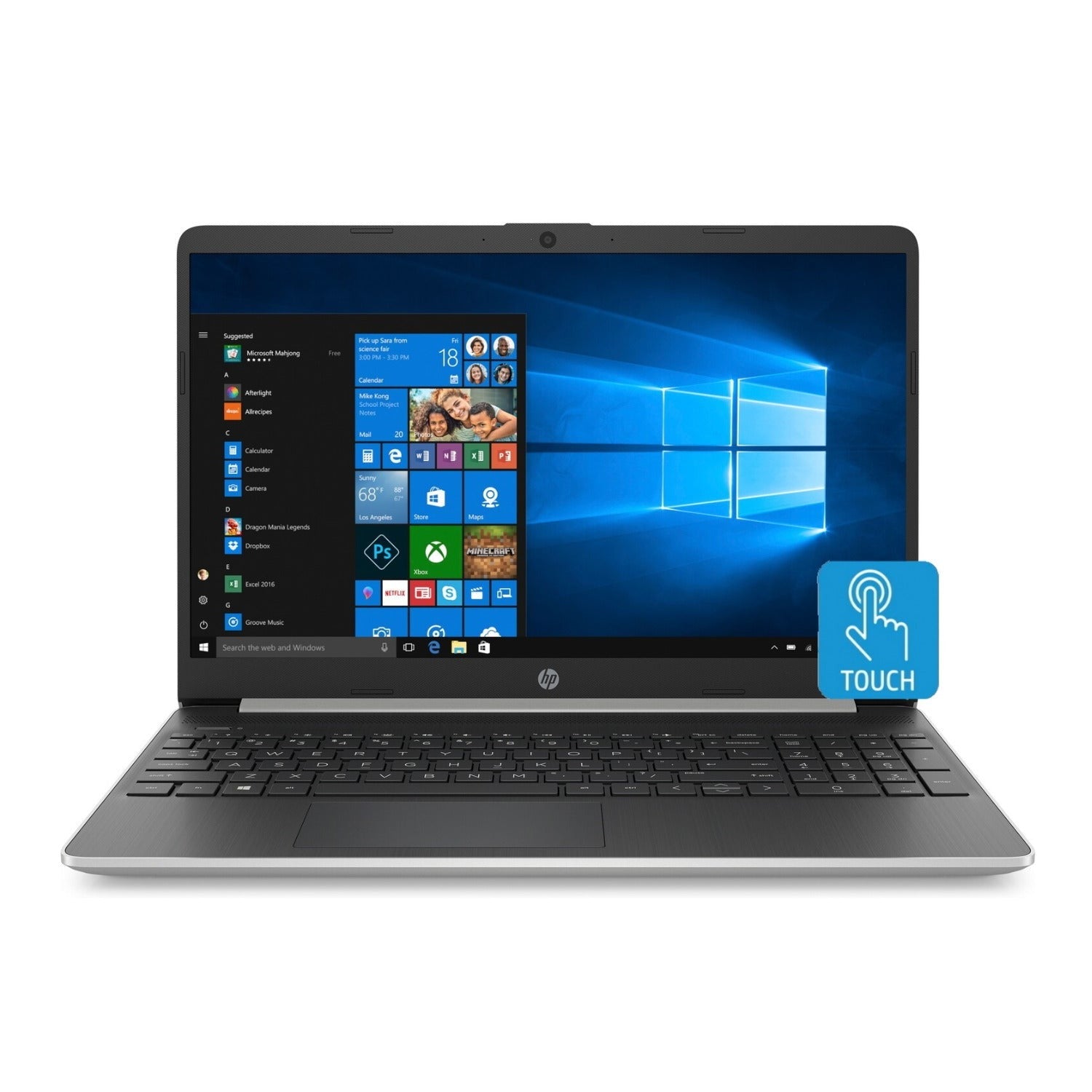 HP 15-dy Laptop, 15.6" Touch, Intel Core i3-1005G1, 8GB RAM, 256GB SSD, BrightView Display (Certified Refurbished)