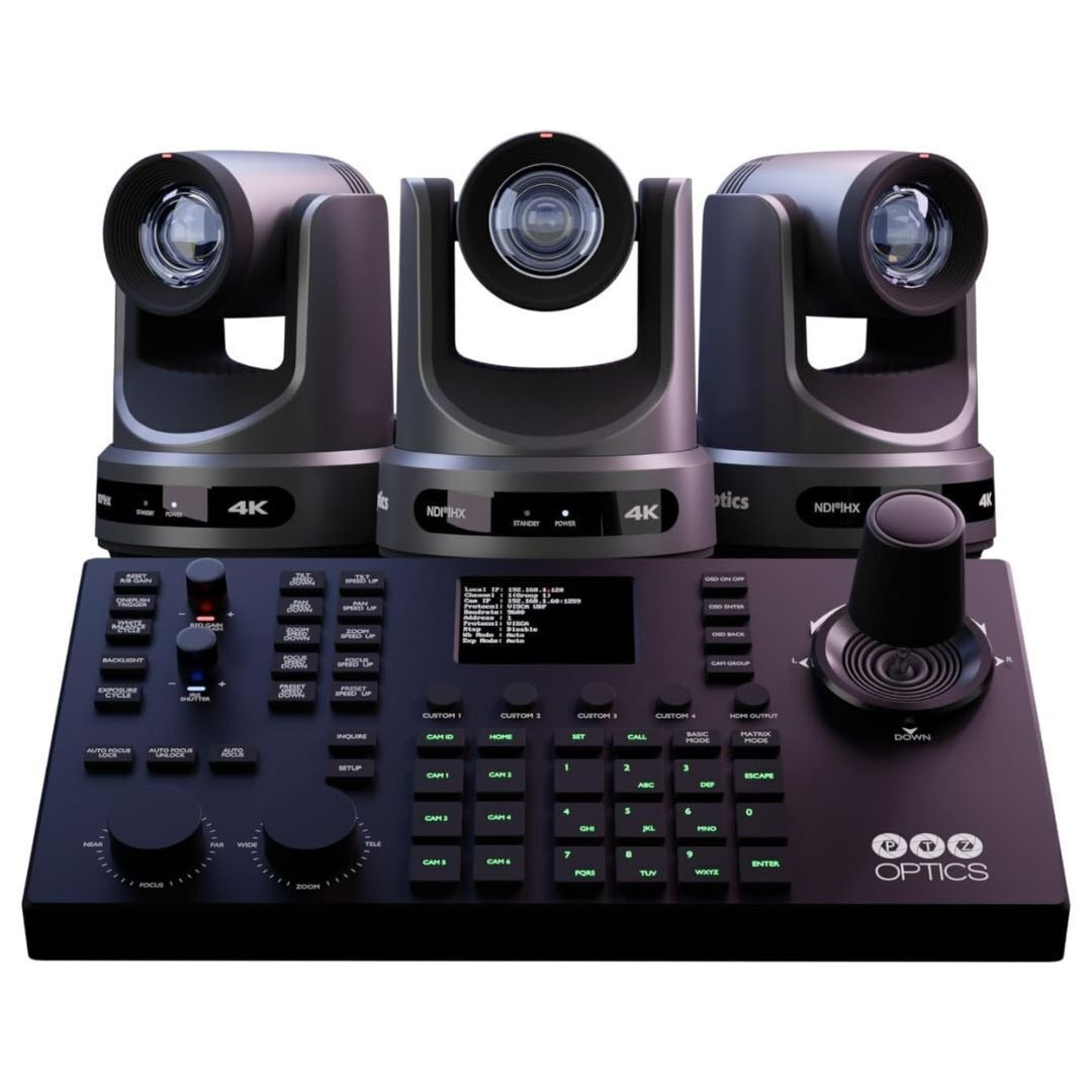 PTZOptics Producer 4K Bundle of 3 PoE Plus-Ready UHD Cameras with Built-In Auto-Tracking