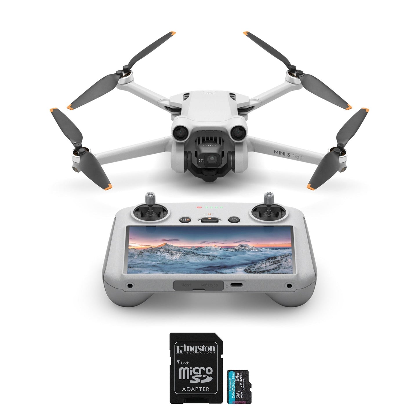 DJI Mini 3 Pro 1/1.3-Inch Sensor Foldable Drone with RC-N1 Remote with 64GB MicroSD Card bundle
