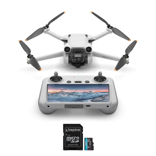 DJI Mini 3 Pro 1/1.3-Inch Sensor Foldable Drone with RC-N1 Remote with 64GB MicroSD Card bundle
