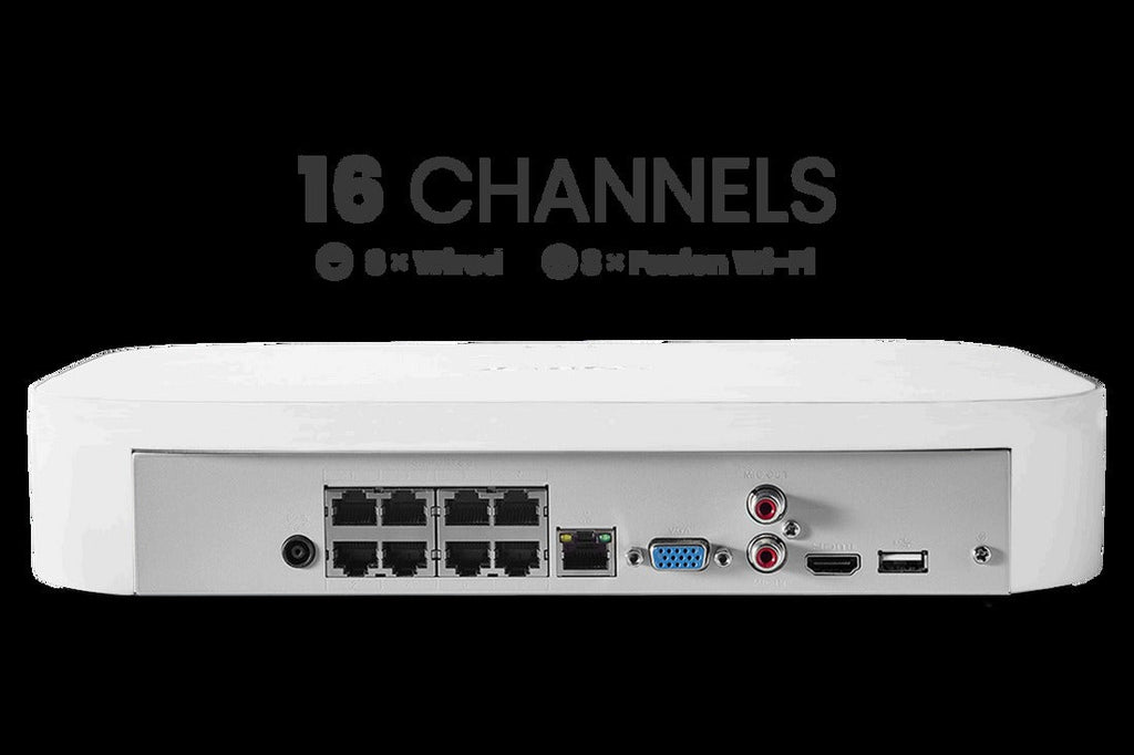 Lorex 4K 16 Camera Capable (8 Wired + 8 Wi-Fi) 2TB Wired NVR System with 4 Bullet Cameras