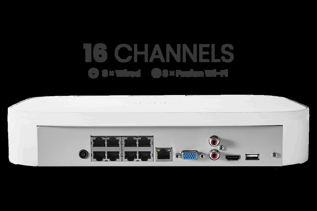 Lorex 4K 16 Camera Capable (8 Wired + 8 Wi-Fi) 2TB Wired NVR System with 4 Bullet Cameras