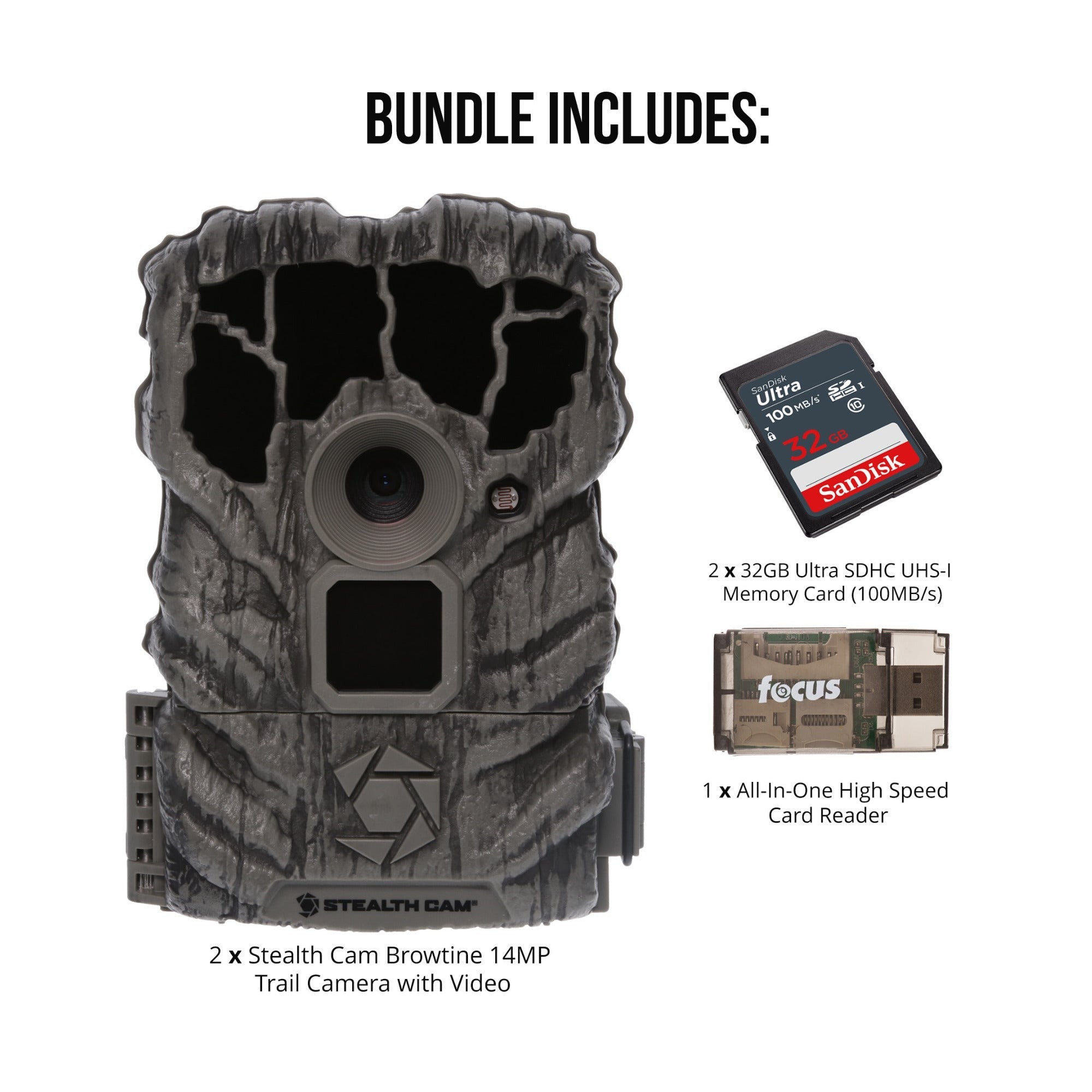 Stealth Cam Browtine 14MP Trail Camera with Memory Cards and Card Readers