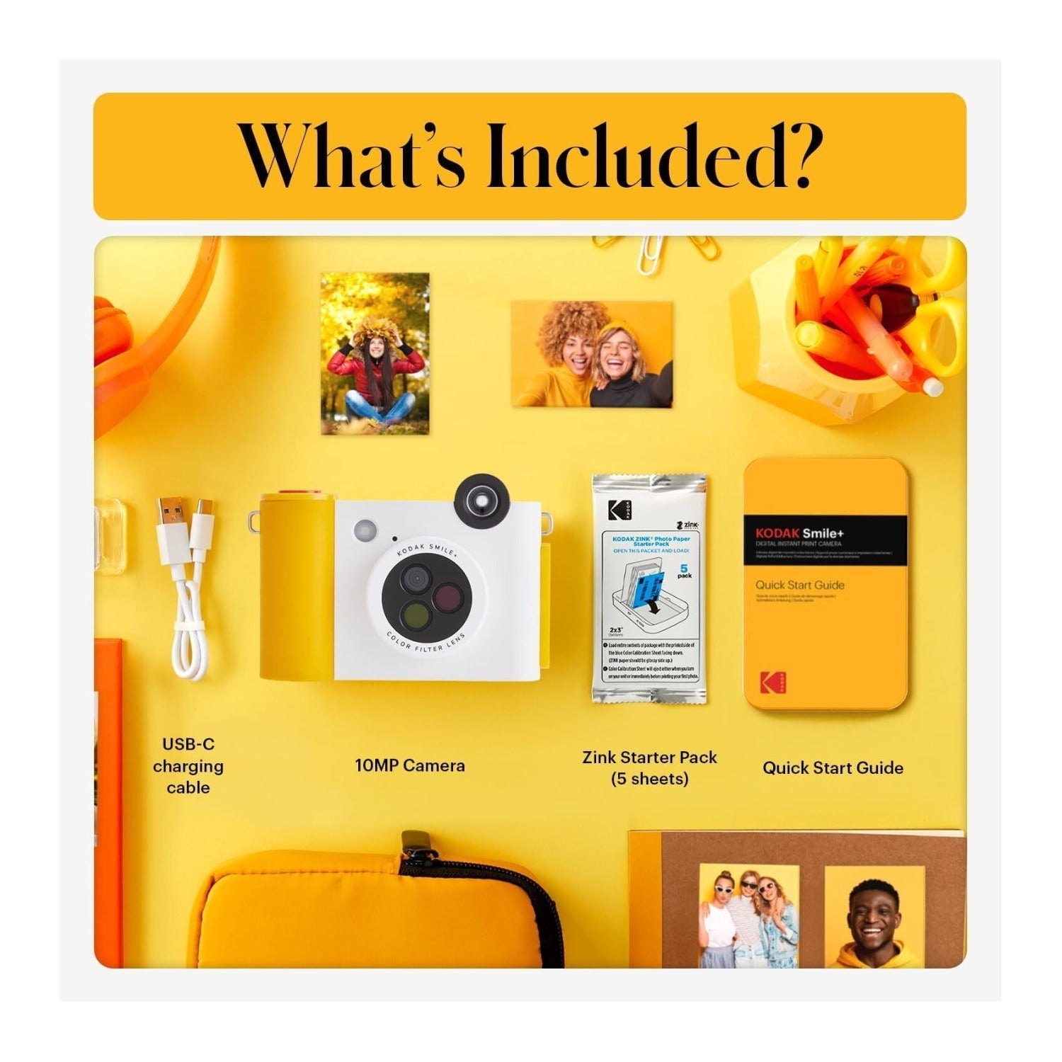 KODAK Smile+ Digital Instant Print Camera with Effect-changing Lens (White)