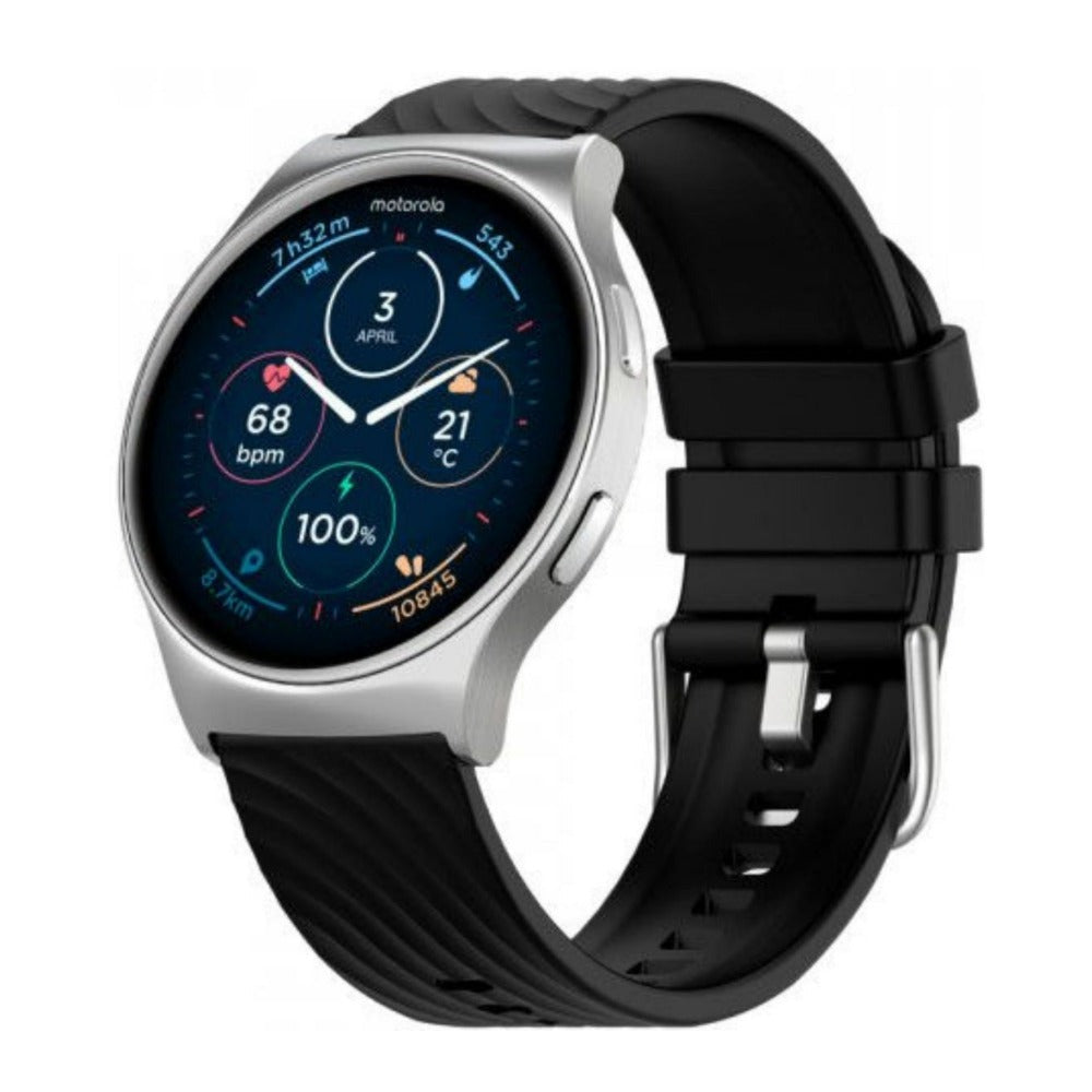 Motorola Moto 120 Bluetooth Smartwatch with AMOLED Display and Google Fit (Glacier Silver)