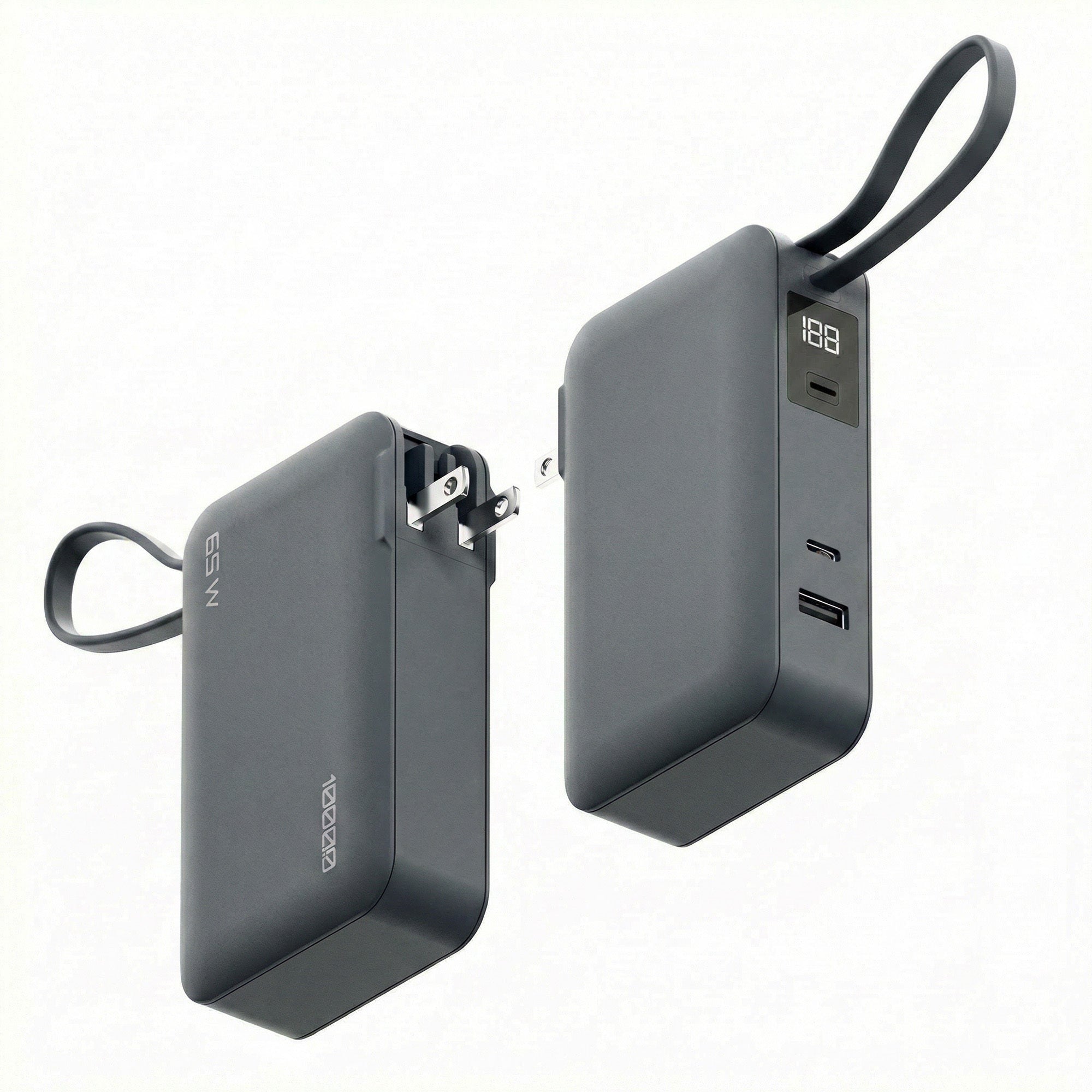 ReelCharge 10,000 mAh 65W Power Bank Flex (Cool Gray)