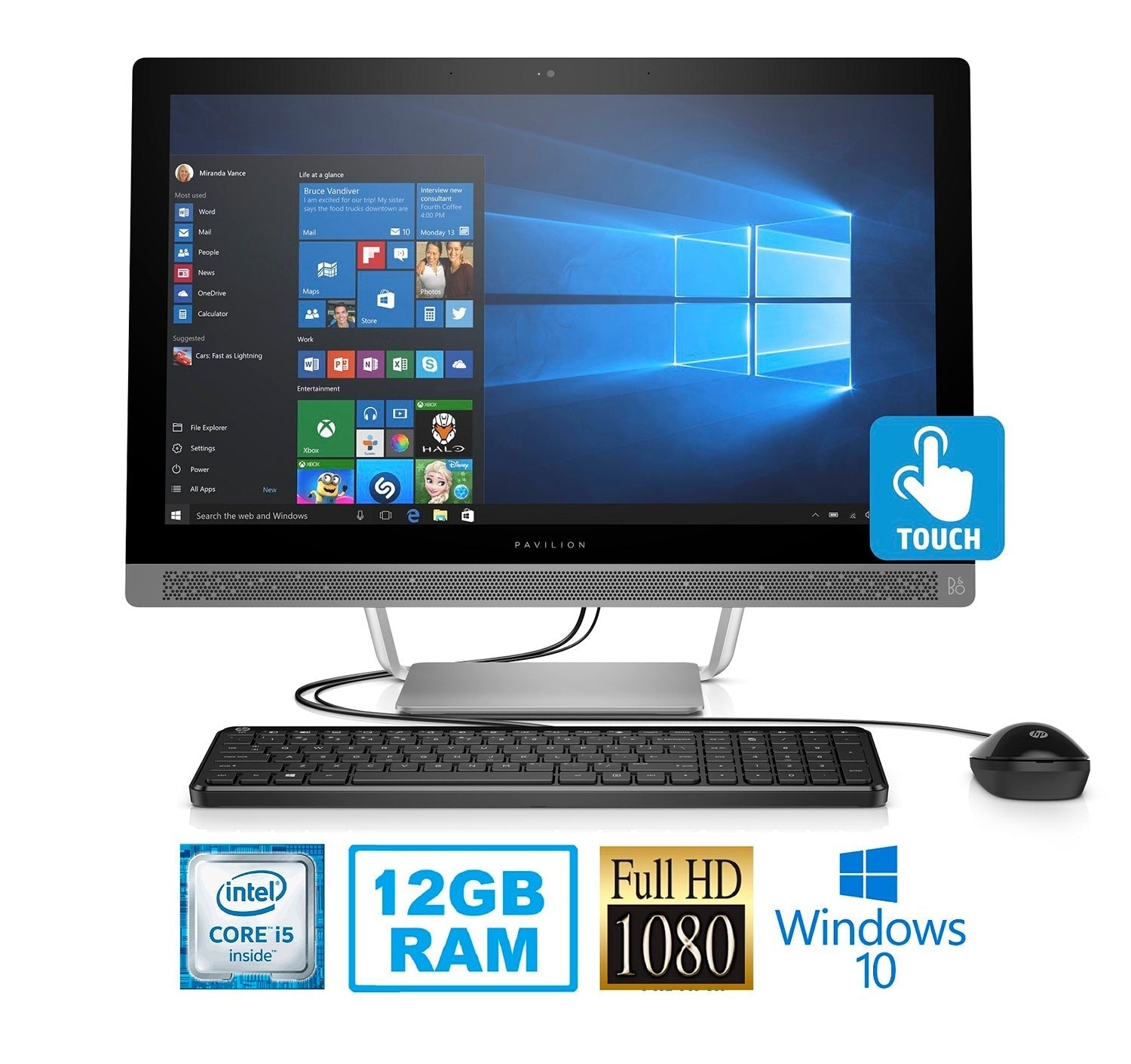 HP Pavilion 24-b227c 23.8" FHD Touch All-in-One PC, Intel Core i5-7400T, 12GB RAM (Certified Refurbished)