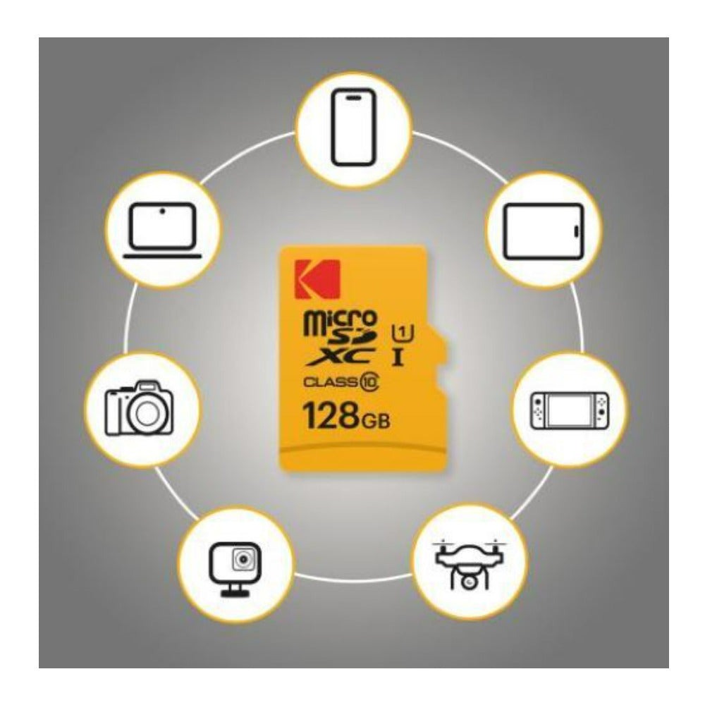 Kodak 128GB Class 10 UHS-1 U3 V30 A1 MicroSD Memory Card