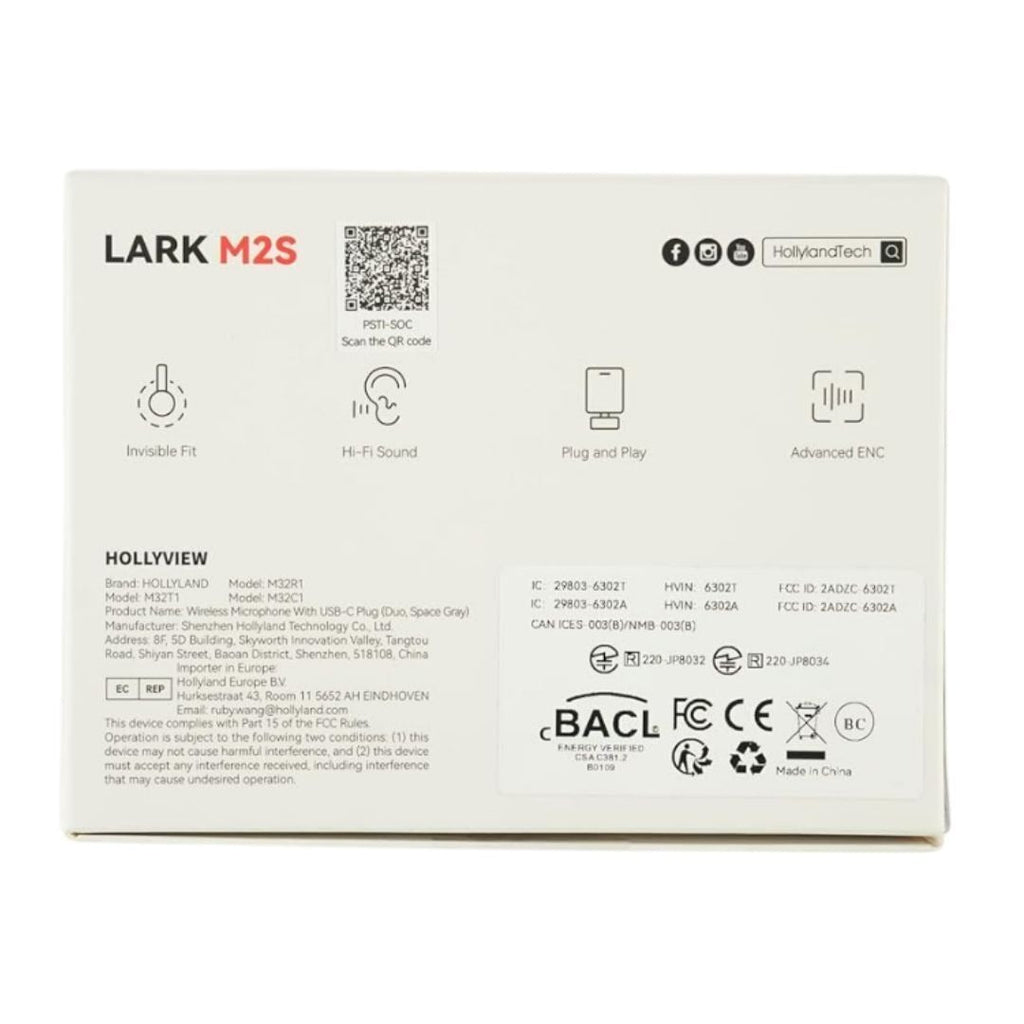 Hollyland LARK M2S DUO Wireless Combo Microphone System (2.4 GHz, Space Gray)