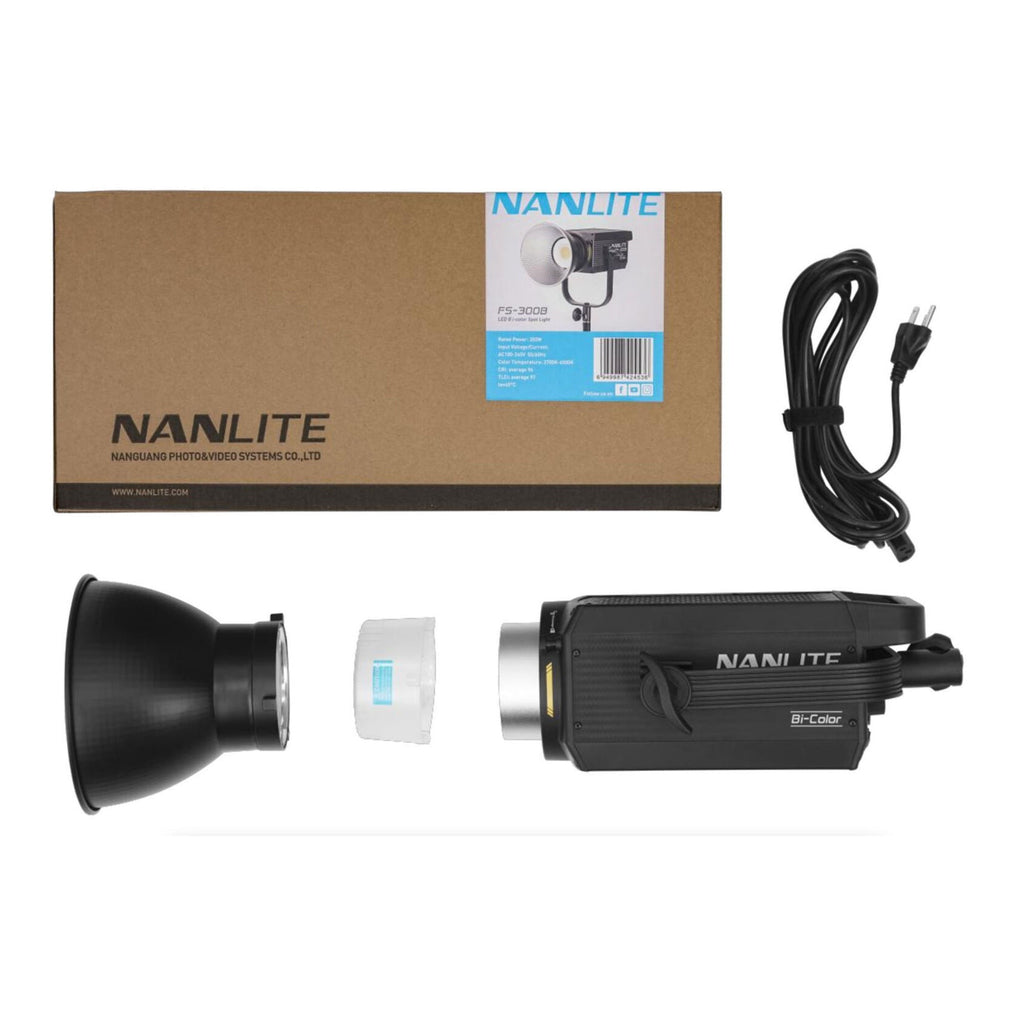 Nanlite FS-300B Bi-Color LED Monolight with Rapid 90 Parabolic Softbox Bundle