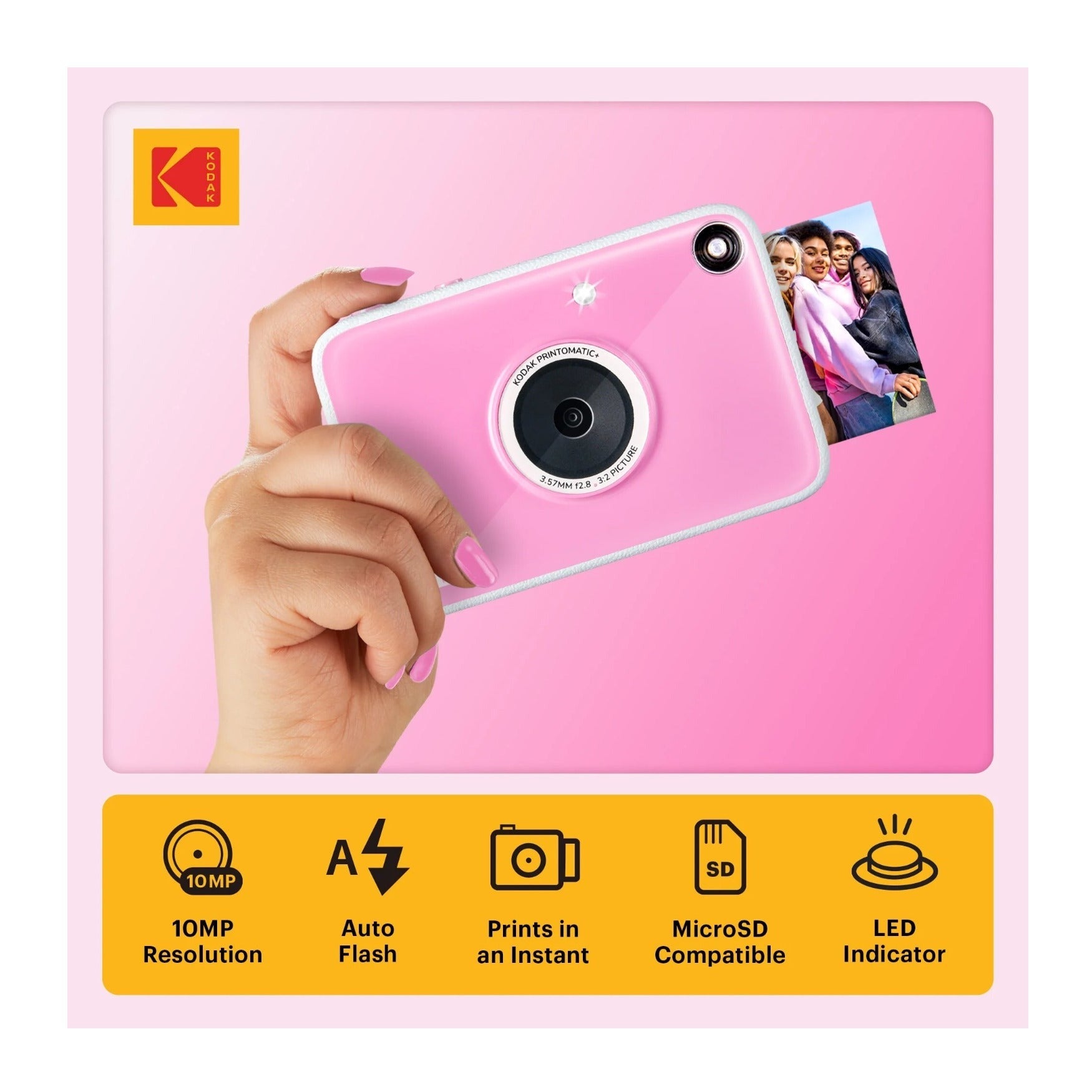 Kodak PRINTOMATIC+ 10MP Instant Digital Camera (Pink)