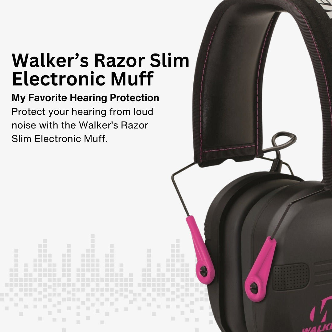 Walkers Razor Slim Electronic Ear Muffs (Black/Pink) Bundle