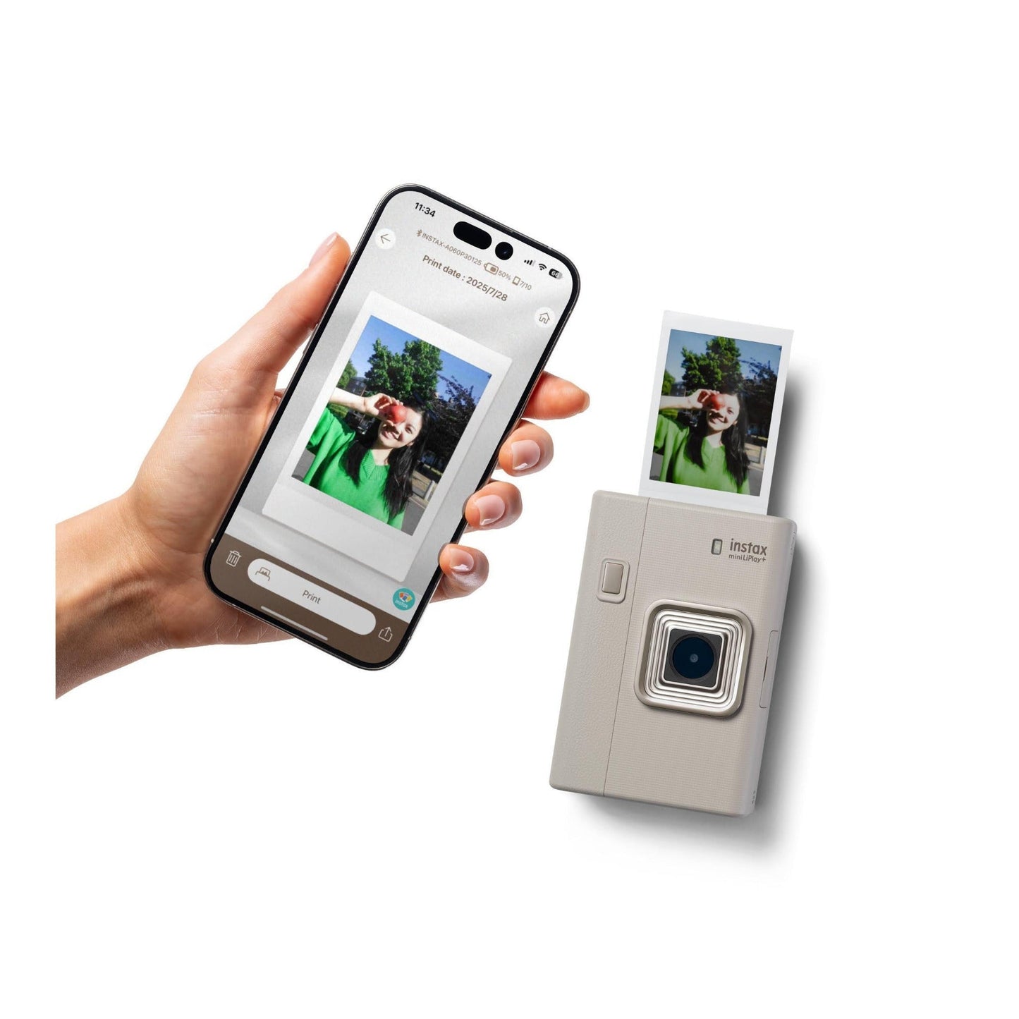 Fujifilm Instax Mini LiPlay+ Hybrid Instant Camera and Smartphone Printer (Sand Beige)