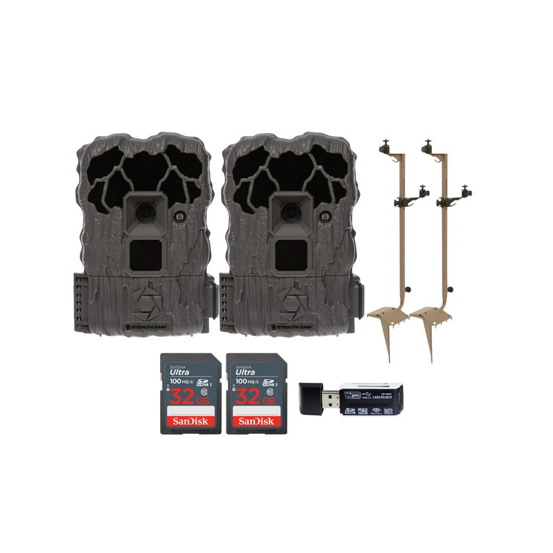 Stealth Cam 20MP Trail Camera with 60 Feet Range Detection and 720P Video Resolution (2-Pack) Bundle