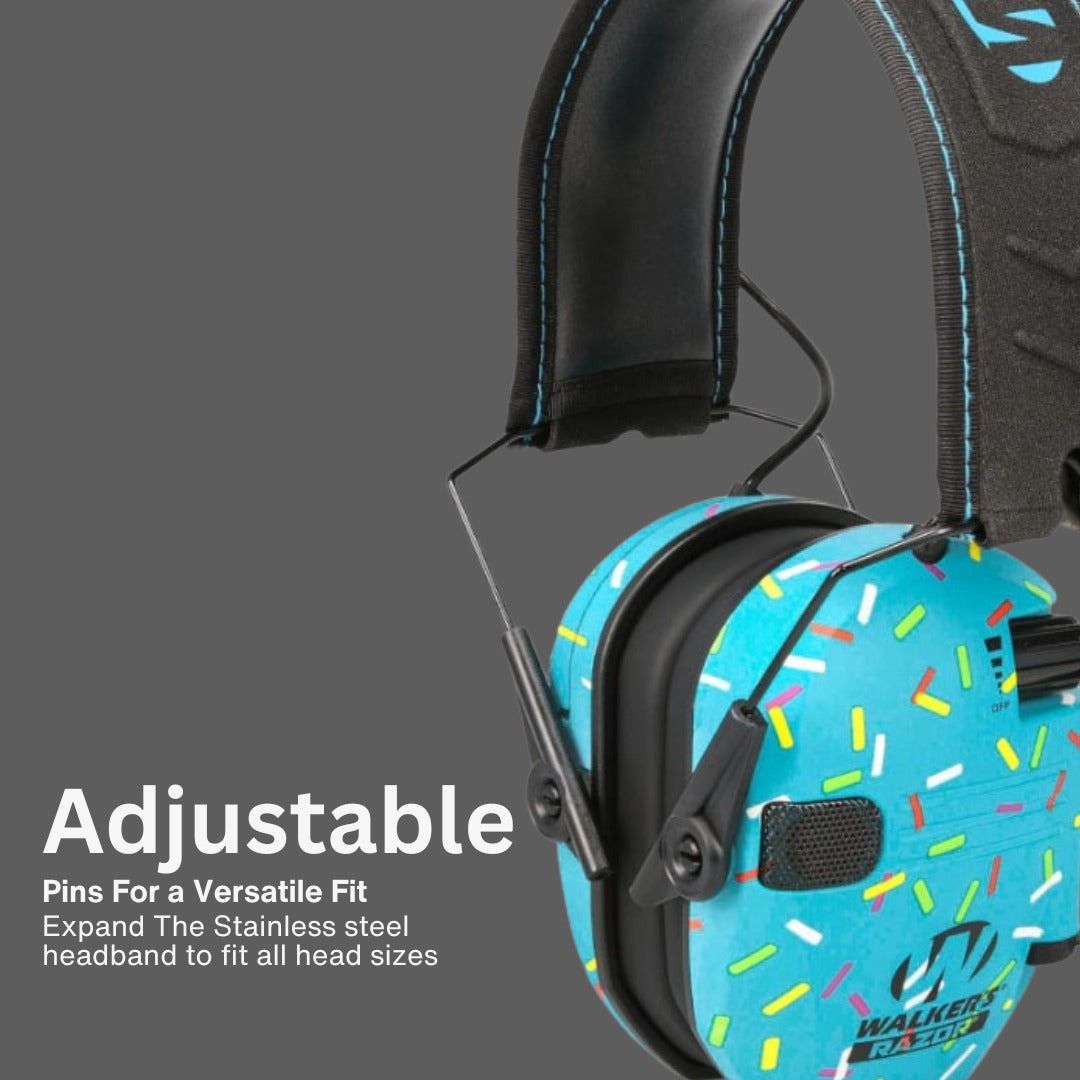 Walker's Razor Digital Ear Muffs (Blue Sprinkles) Bundle with Accessories