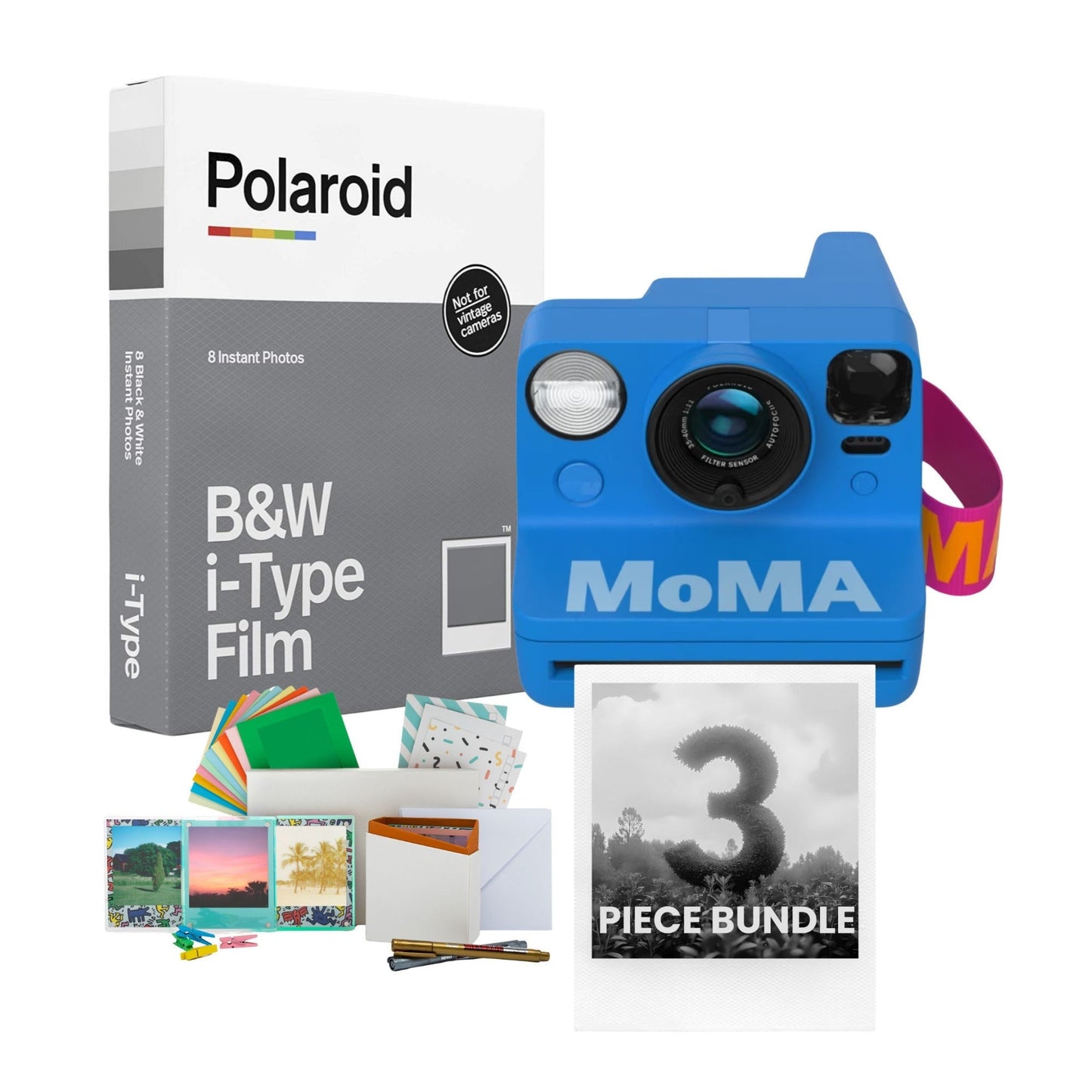 Polaroid Now Gen 3 MoMA with Black and White Film and Accessories