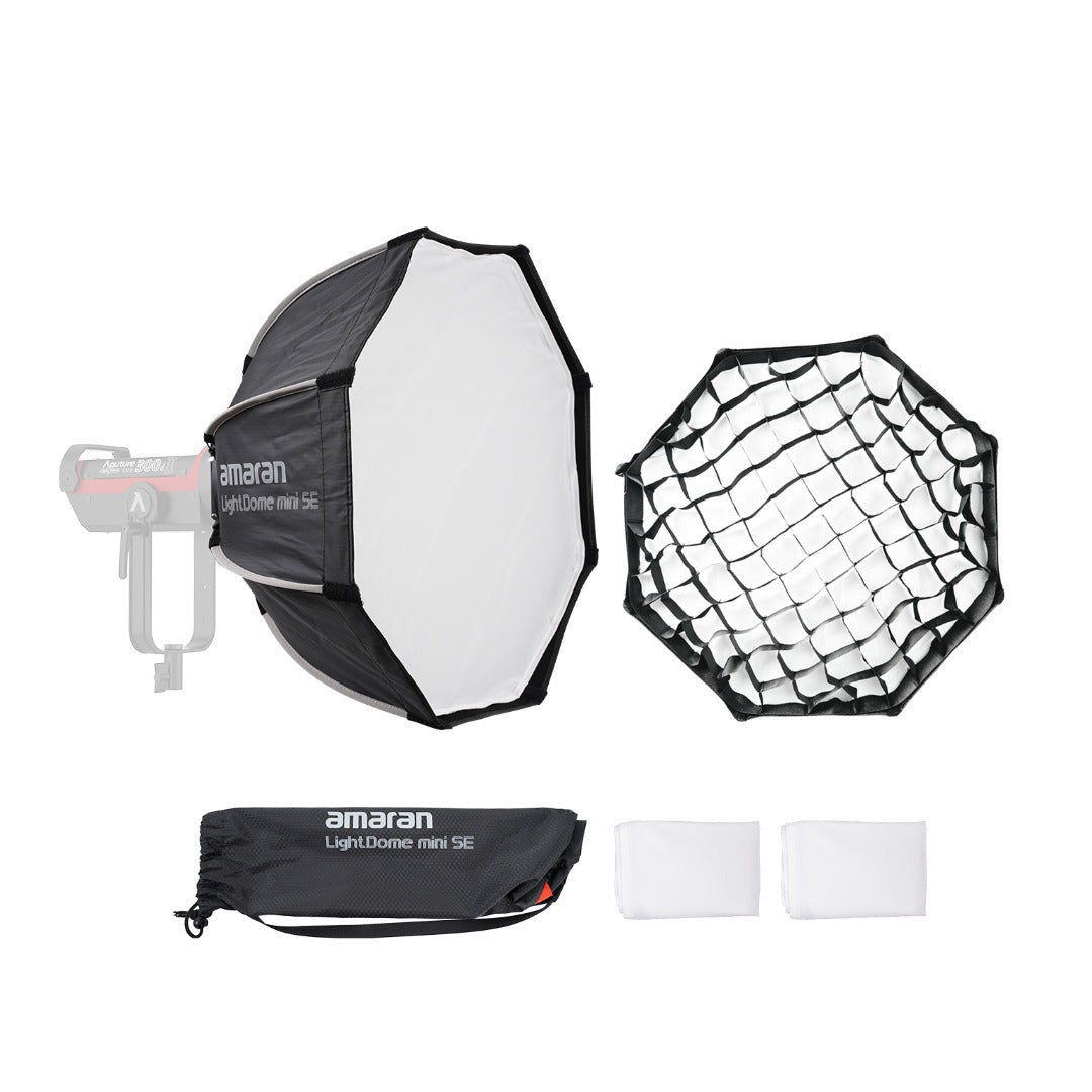 amaran Light Dome Mini SE Bowens Mount Octagonal Softbox and amaran Light Control Grid Bundle