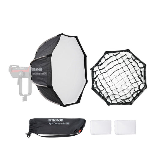 amaran Light Dome Mini SE Bowens Mount Octagonal Softbox and amaran Light Control Grid Bundle