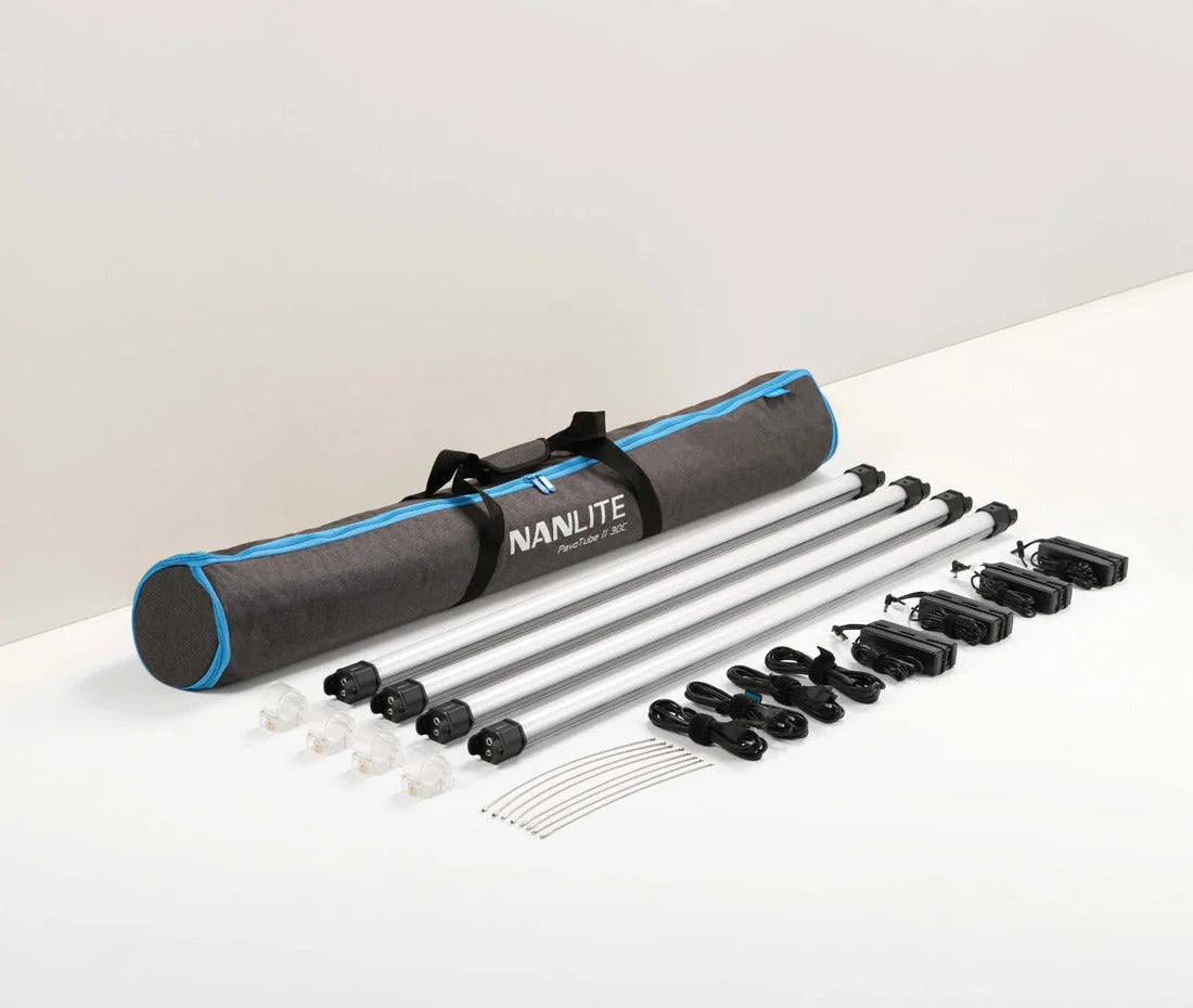 Nanlite PavoTube II 30C 4-Foot LED Tube 4-Light Kit with (4-Pack) Floor Stand