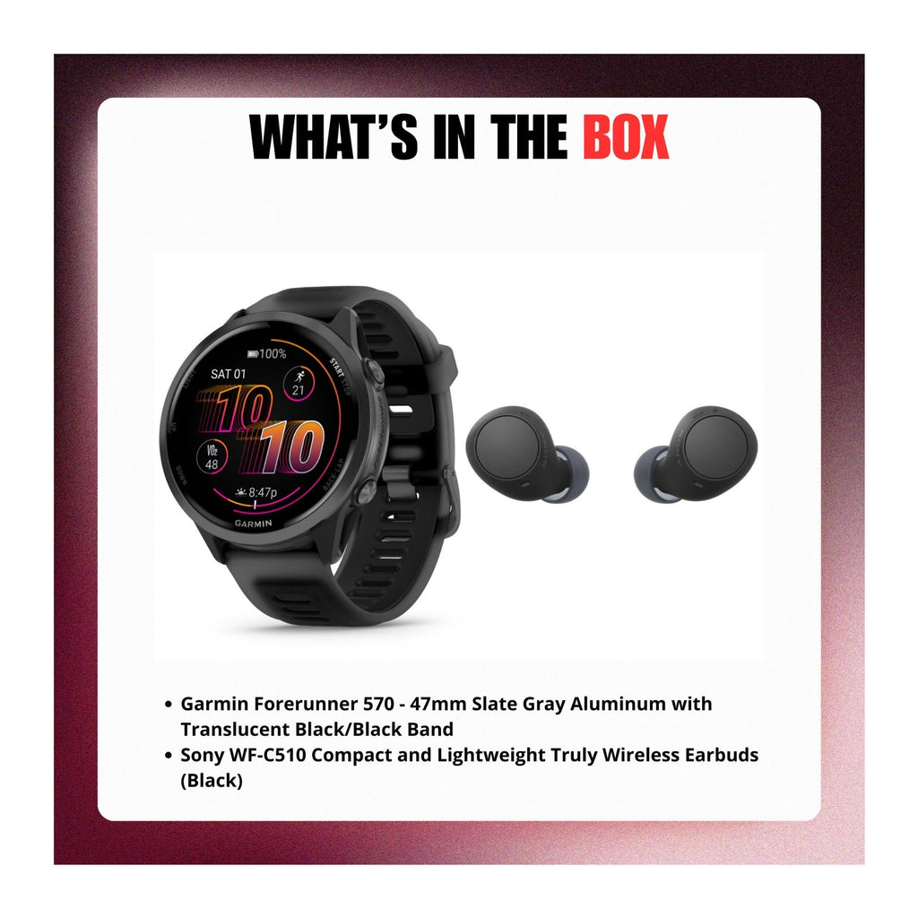 Garmin Forerunner 570 47mm GPS Smartwatch (Slate Gray/Black Band) with Earbuds