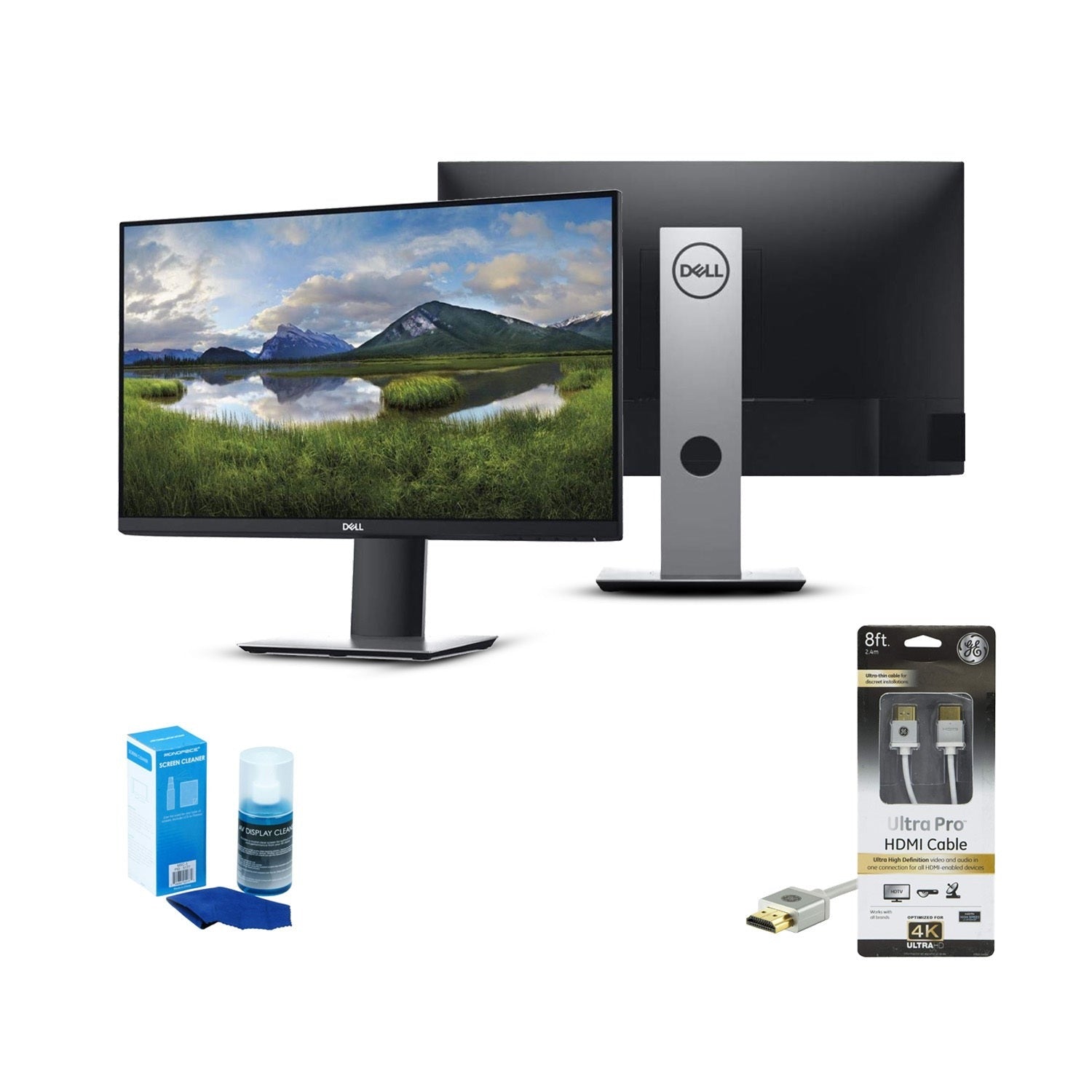 Dell P2219H 21.5" FHD IPS Monitor, Black/Silver, HDMI Cable Bundle (Refurbished)