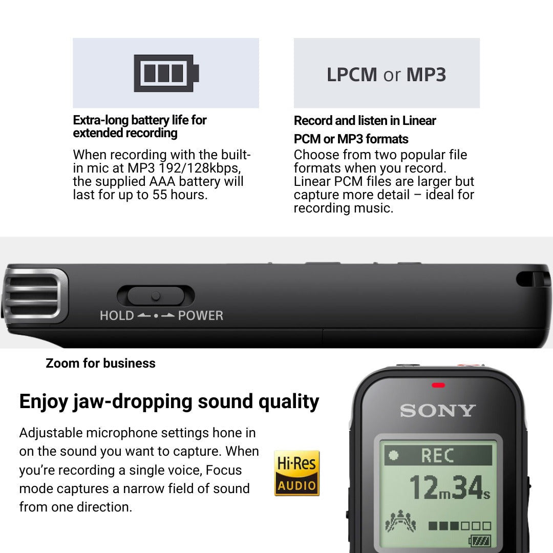 Sony ICDPX470 Digital Built In USB Voice Recorder with Earbud Headphone Bundle
