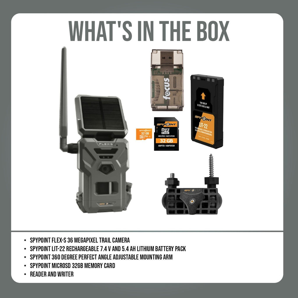 Spypoint FLEX-S 36 Megapixel Trail Camera with 100-Feet Flash and Detection Range Bundle