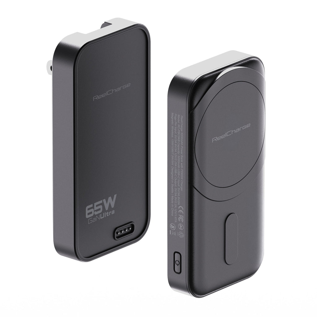 ReelCharge 5,000 mAh 65W Power Bank Fusion 5K (Black)