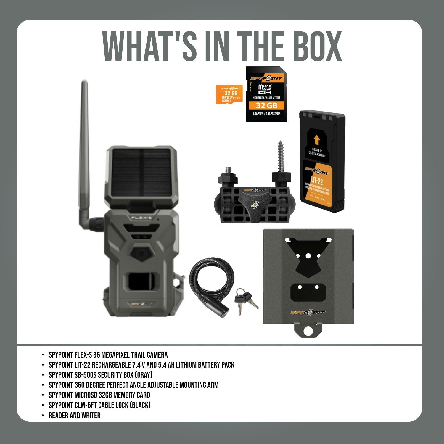 Spypoint FLEX-S 36 Megapixel Trail Camera with 100-Feet Flash and Detection Range Bundle