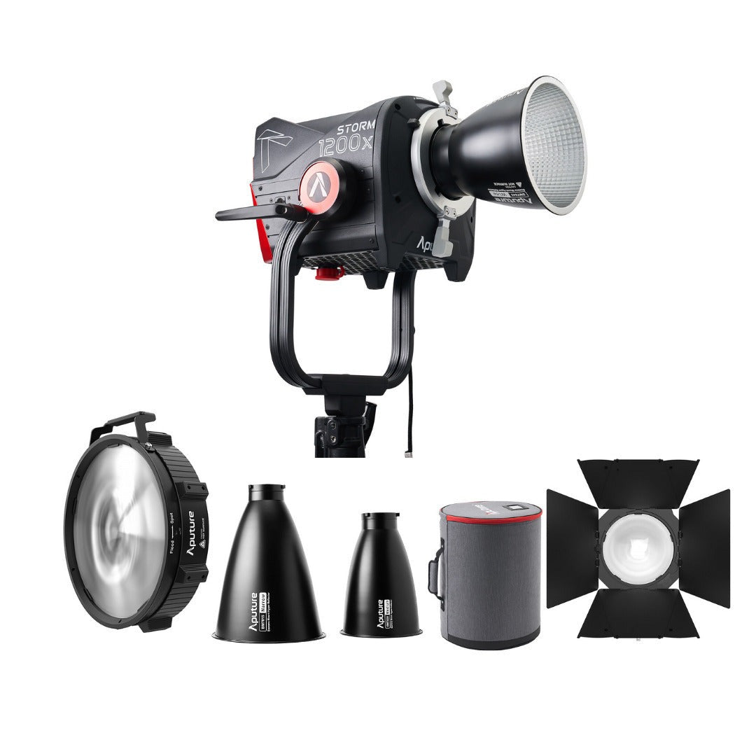 Aputure STORM 1200x Dual-Color Point Source Light Fixture (Black) with Bowens Mount Fresnel Bundle