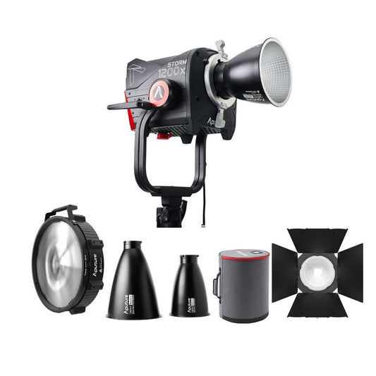 Aputure STORM 1200x Dual-Color Point Source Light Fixture (Black) with Bowens Mount Fresnel Bundle