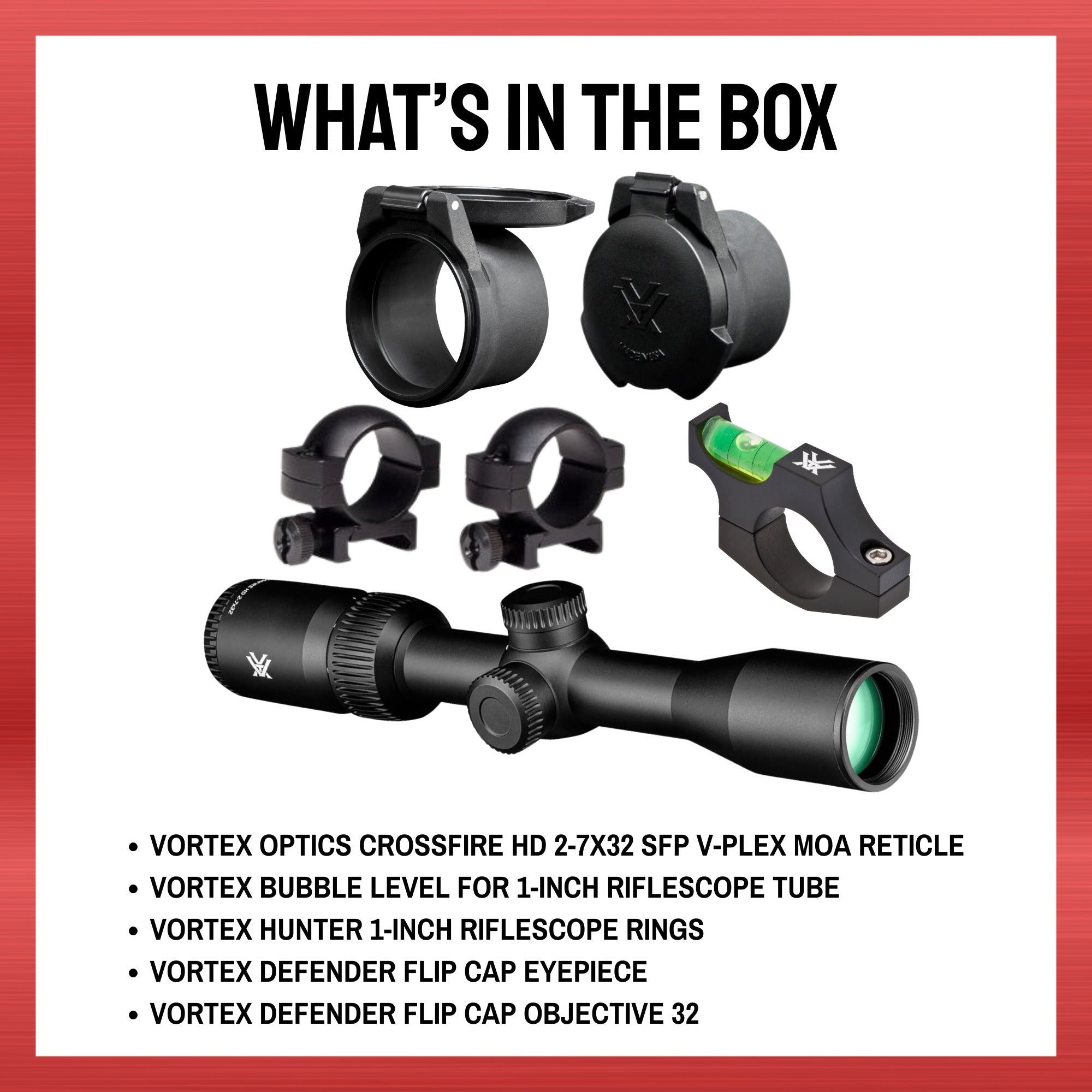 Vortex Optics Crossfire HD 2-7x32 SFP V-Plex MOA Reticle Bundle