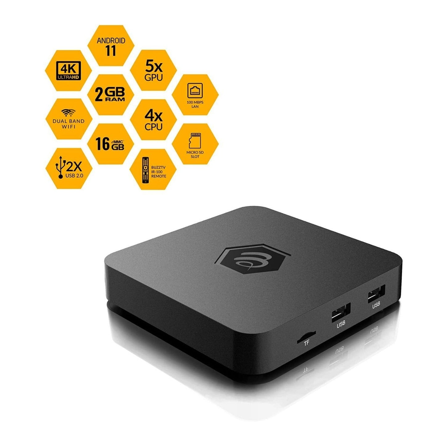 BuzzTV B5 Series with IR-100, HDMI Cable, and North American Power Supply