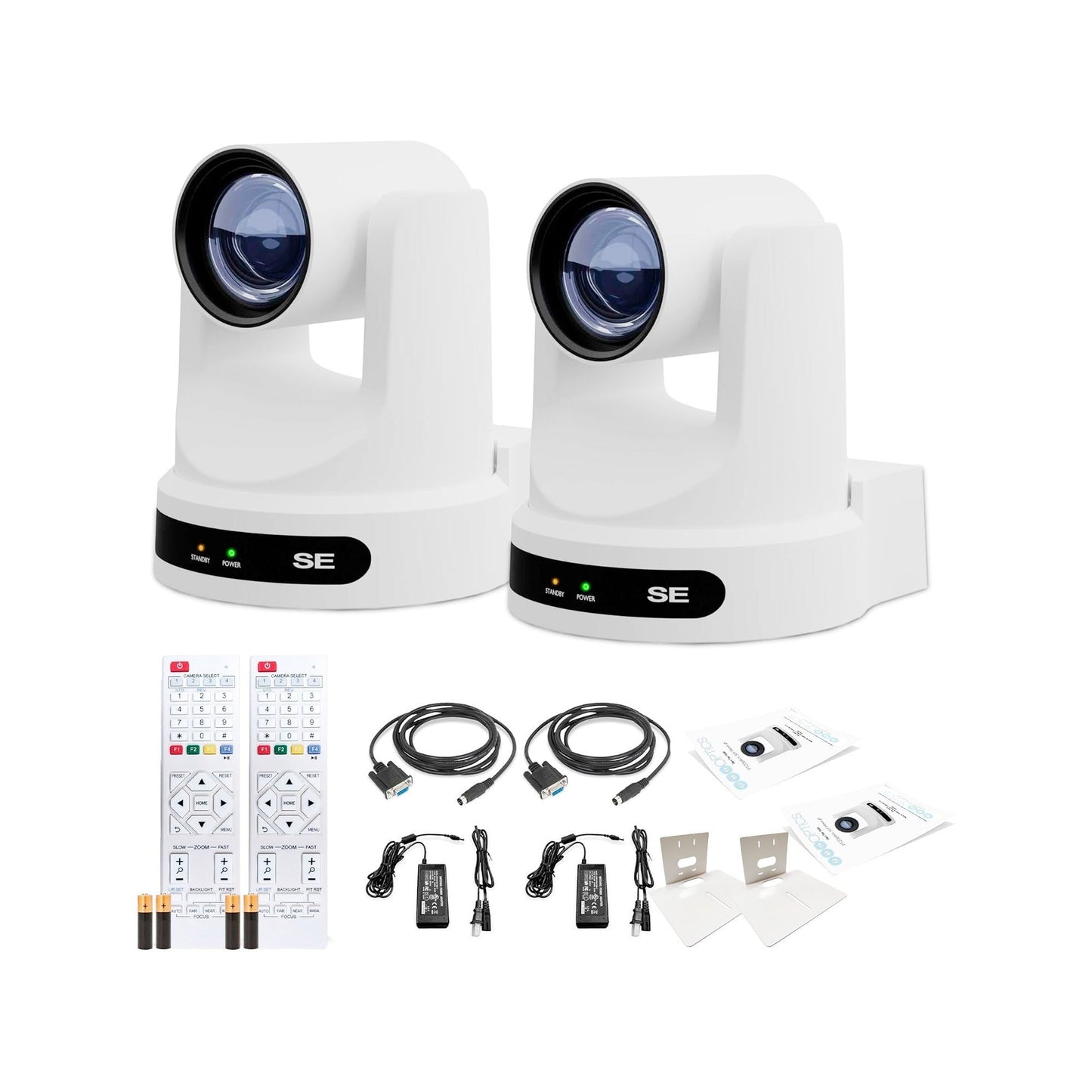 PTZOptics Move SE 30x 1080p PTZ Auto-Tracking Pan Tilt Zoom Camera (White, 2-Pack) Bundle