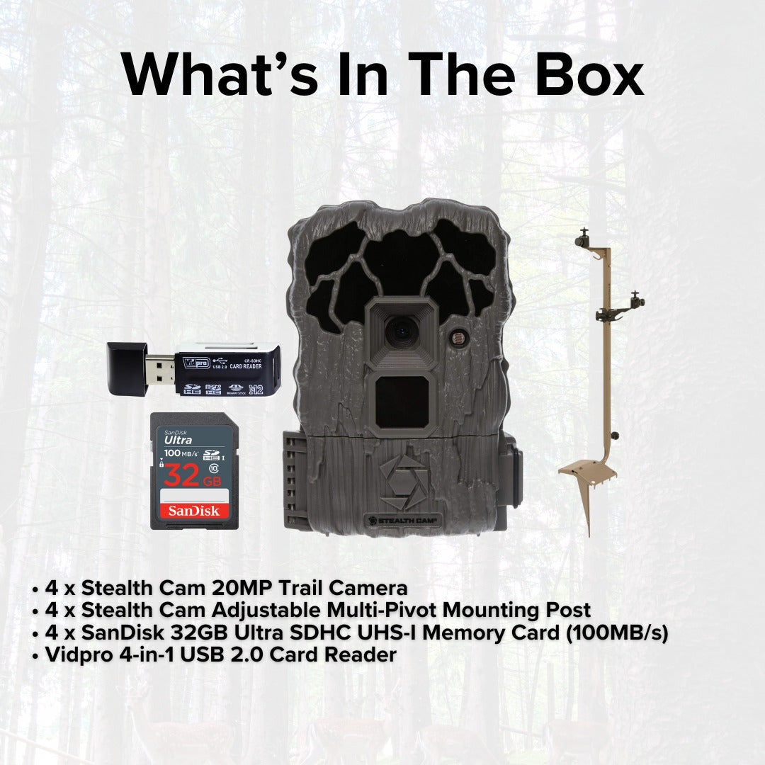 Stealth Cam 20MP Trail Camera with 60 Feet Range Detection (2-Pack) x 2 Bundle