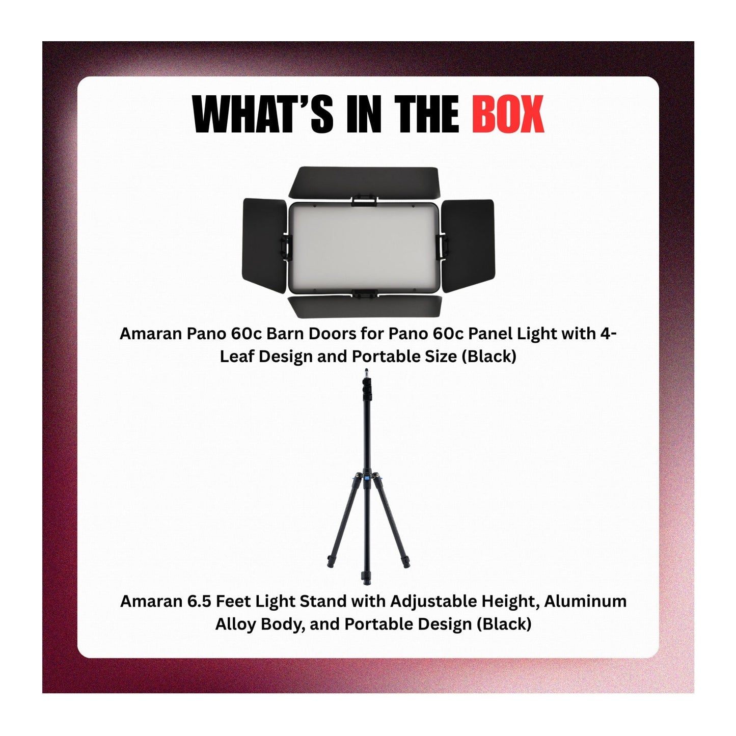 Amaran Pano 60c Barn Door with 6.5 Feet Light Stand (2 Items)
