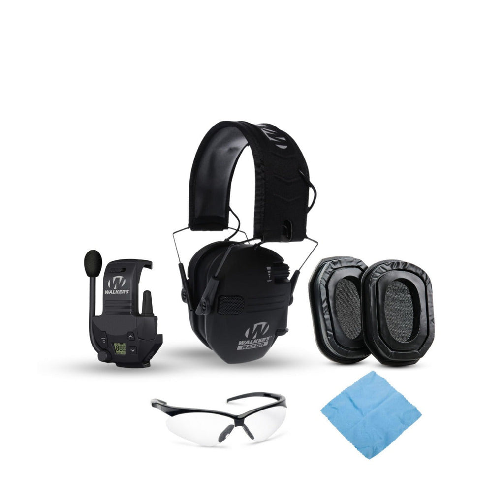 Walker's Razor Slim Electronic Earmuffs (Black) with Attachment Bundle