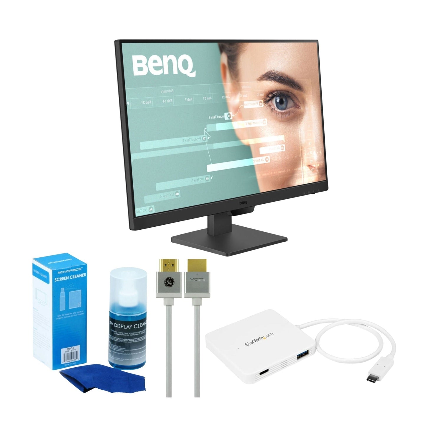 BenQ GW2790 27-Inch 100Hz Eye-Care Monitor 1080p IPS Flicker Free (Black) Bundle