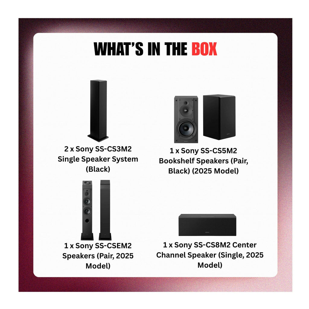 Sony Complete 7 Speaker System-SSCS3M2 (2),SSCS5M2 (PAIR),SSCS8M2,SSCSEM2 (PAIR)