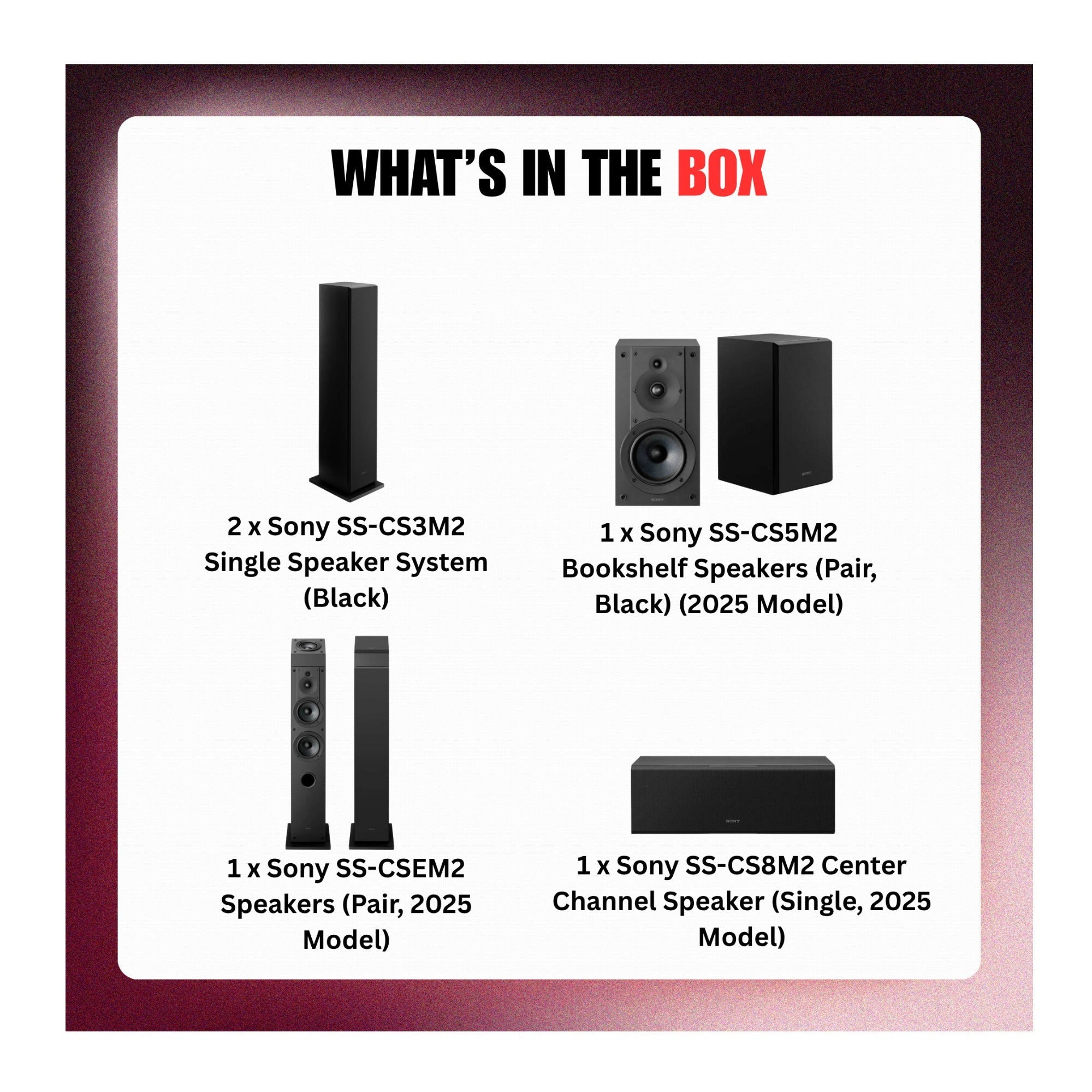 Sony Complete 7 Speaker System-SSCS3M2 (2),SSCS5M2 (PAIR),SSCS8M2,SSCSEM2 (PAIR)