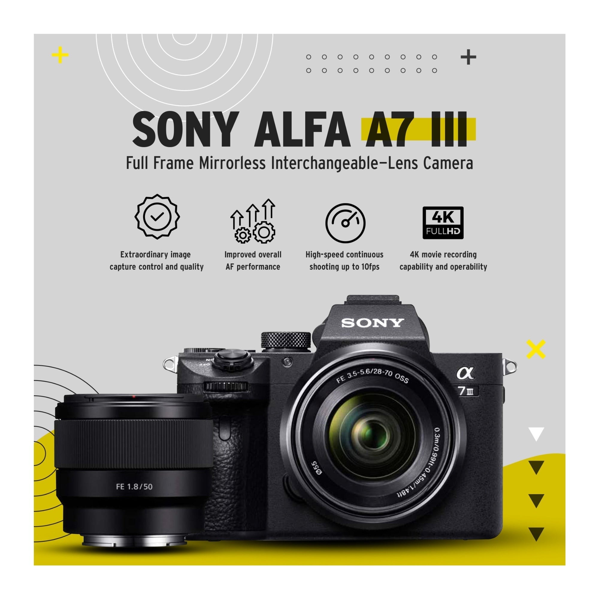 Sony a7 III Full Frame Mirrorless Camera with 28-70mm and FE 50mm f/1.8 Lens Kit