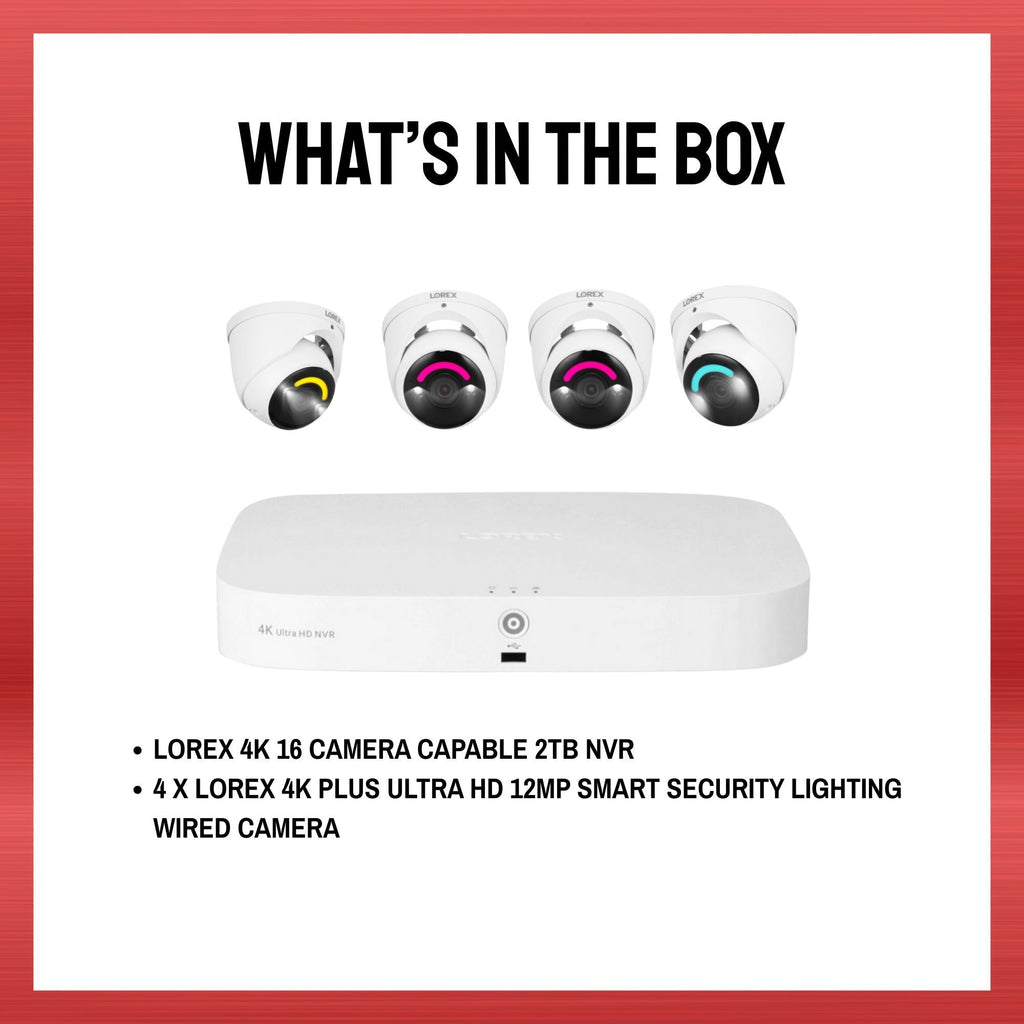 Lorex Fusion 4K 2TB NVR Recorder Bundle with H30 Smart Security Camera (4 Pack)