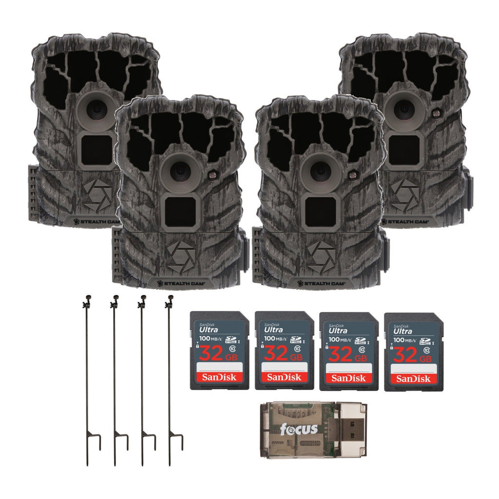 Stealth Cam Browtine 14MP Camera with Trail Camera Bundle (4-Pack)