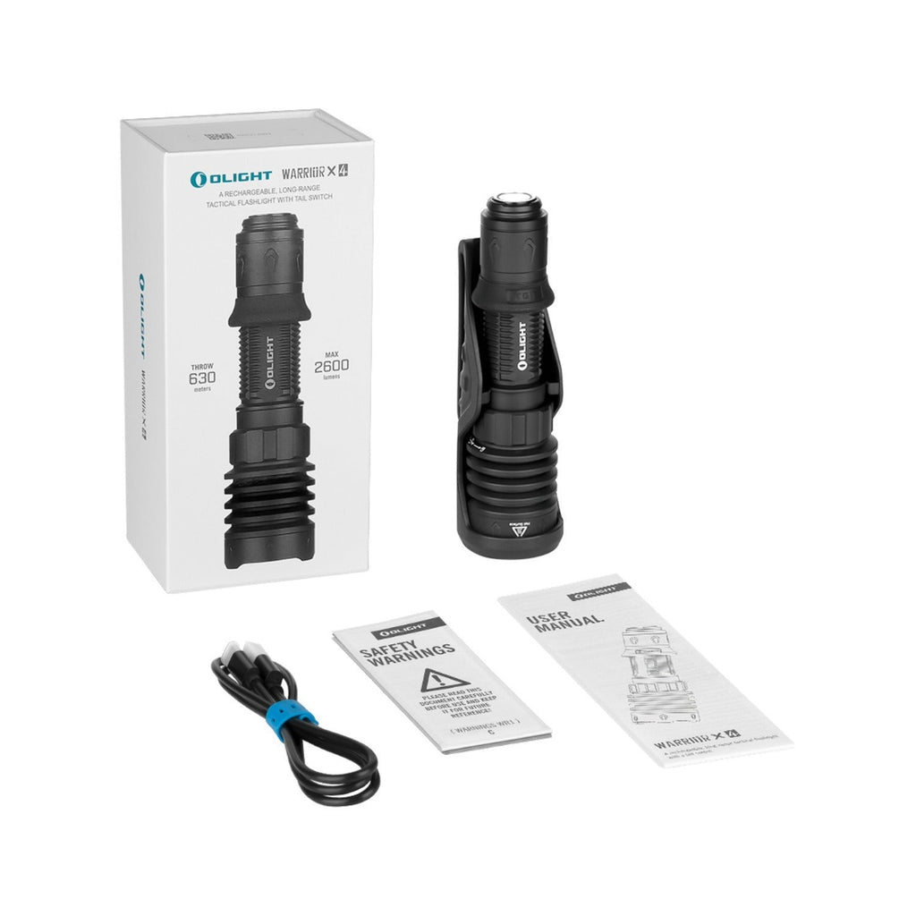 Olight Warrior X 4 Rechargeable LED Flashlight with Holster (Matte Black)