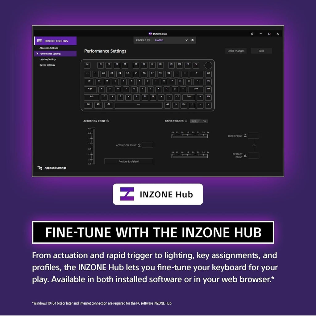 Sony INZONE 75-Percent Wired Aluminum 8K RGB Gaming Keyboard (Black) Bundle