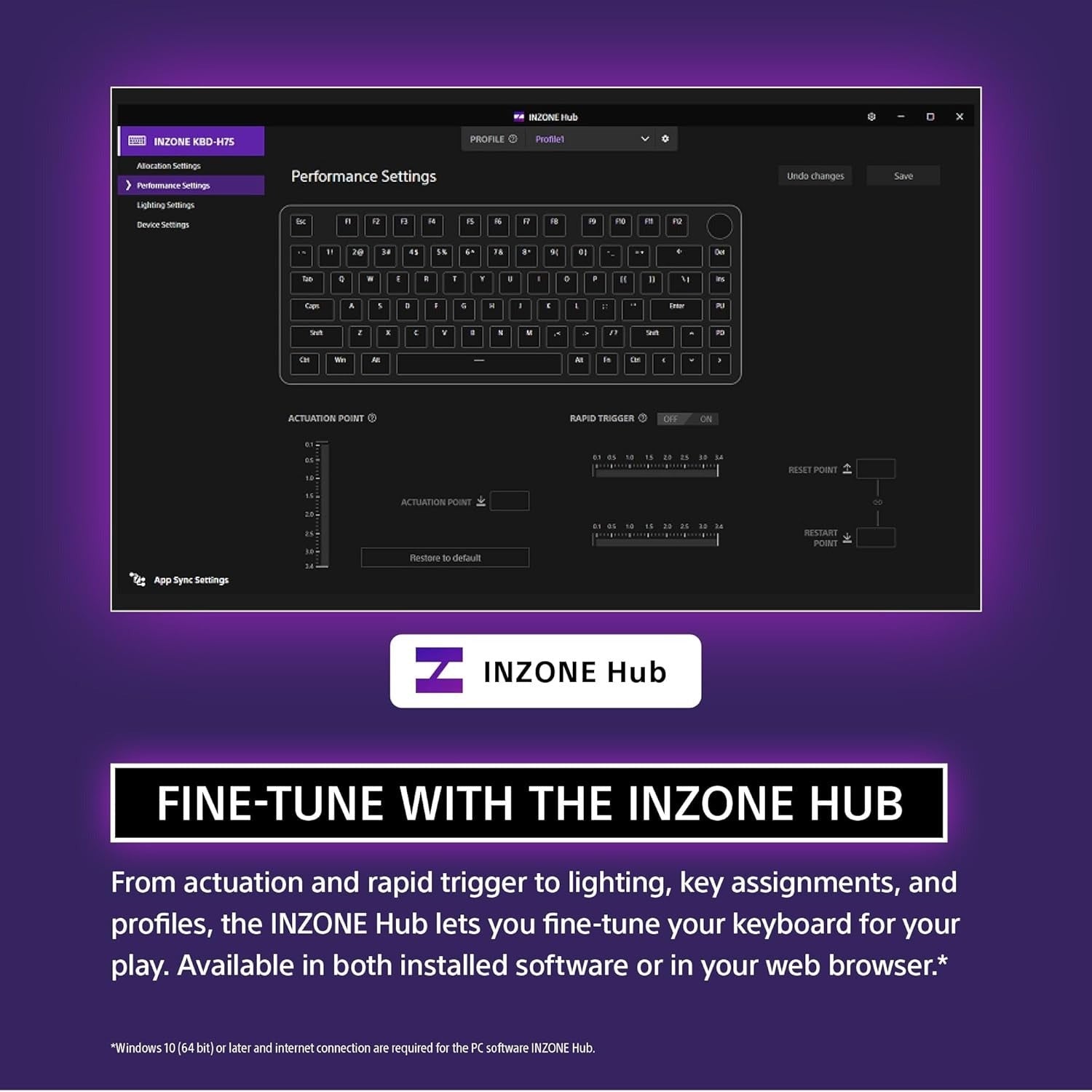 Sony INZONE 75-Percent Wired Aluminum 8K RGB Gaming Keyboard (Black) Bundle