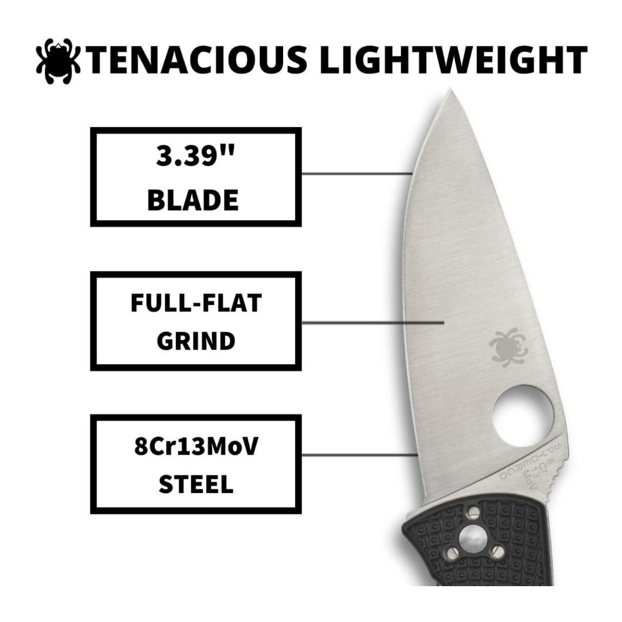 Spyderco Tenacious Folding Utility PlainEdge Black Pocket Knife with FRN Handle
