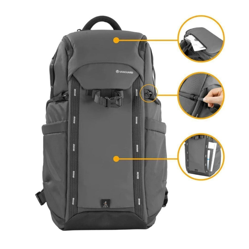 Vanguard VEO Adaptor R48 Rear Access Backpack with USB Port and Ergonomic Harness System (Gray)